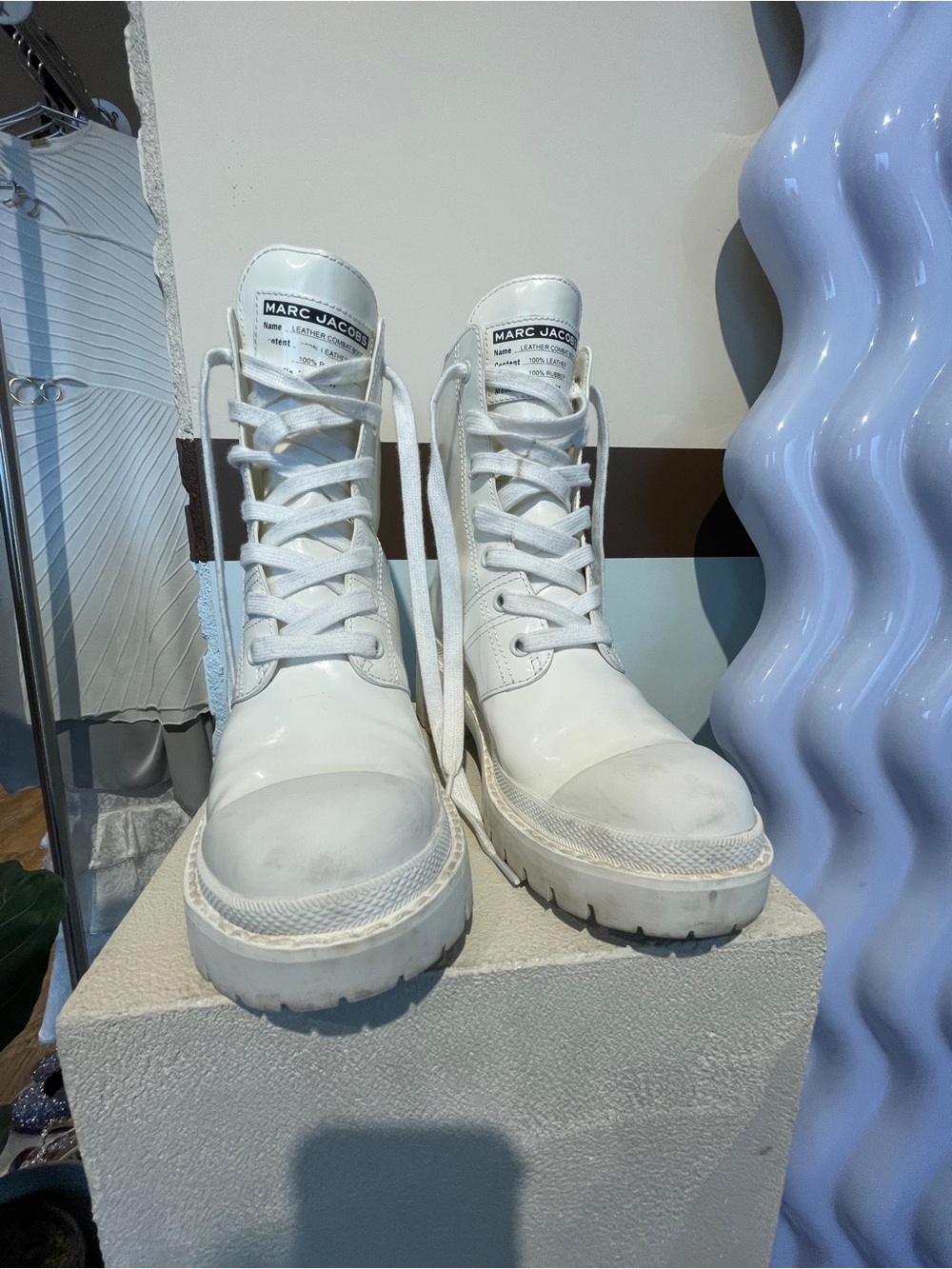 Marc Jacobs White Bristol Lace-Up Combat Boots - Picture 7 of 7